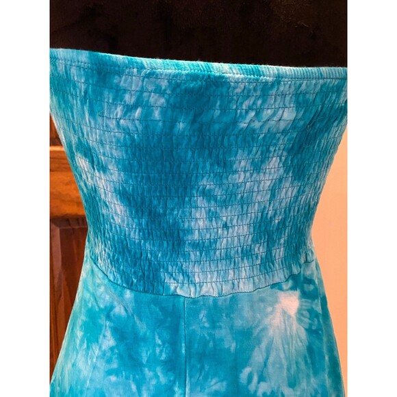 5 & Love Coverup Dress Medium Womens Turquoise Tie Dyed Smocked  4 Pool Beach - Picture 4 of 8